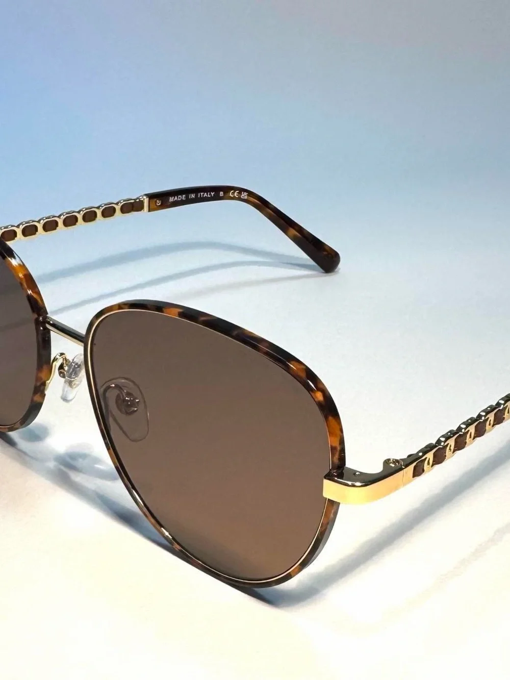 CHANEL Tortoiseshell Frame Sunglasses with Brown Lenses